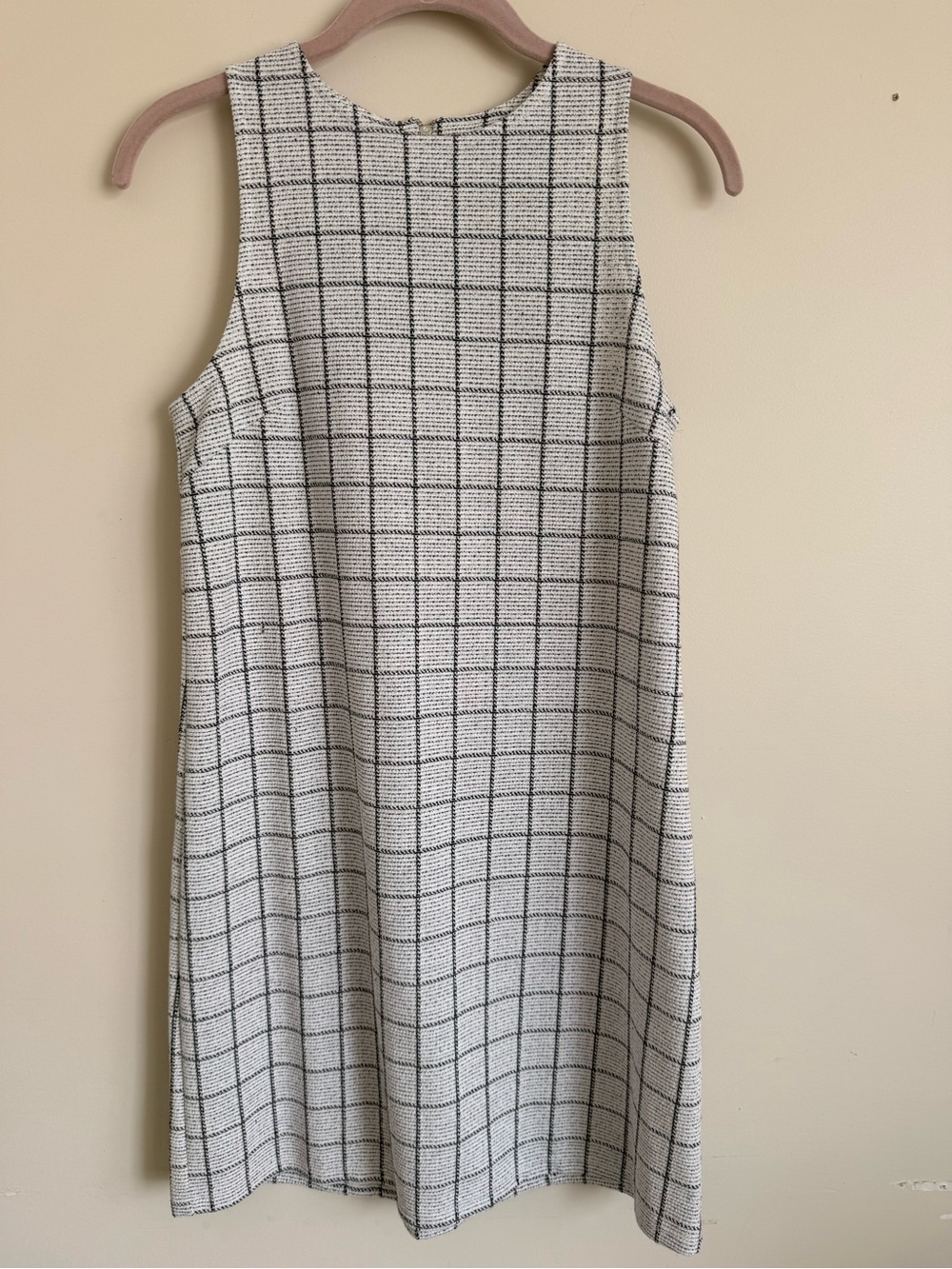 one clothing Black and White Checked Sleeveless Shift Dress